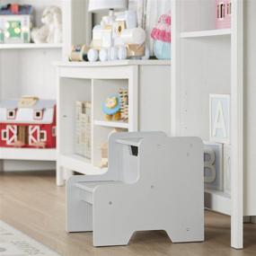 img 2 attached to 🪜 Melissa & Doug Kids Furniture: Gray Wooden Step Stool for Children