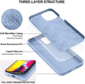 img 1 attached to 📱 MHH iPhone 12 and iPhone 12 Pro Case - Liquid Silicone with Kickstand, Microfiber Liner, Slim Full Body Heavy Duty Protective Cover - Light Blue - Enhanced SEO