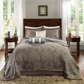img 4 attached to 🛌 Madison Park Quilt Traditional Jacquard Luxe Design All Season, Oversized King(120"x118"), Aubrey, Paisley Blue, 5 Piece Bedding Set - Coverlet Bedspread, Lightweight, Shams, Decorative Pillow