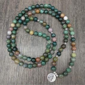 img 2 attached to Indian Agate Mala Beads Bracelet for Yoga Meditation - Self-Discovery 108 Natural