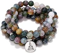 indian agate mala beads bracelet for yoga meditation - self-discovery 108 natural logo