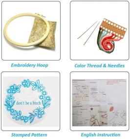 img 2 attached to 🧵 Nuberlic Embroidery Kit: Stamped Cross Stitch for Adults with Hoop, Pattern, Cloth, Needlepoint Thread, and Floss