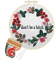 🧵 nuberlic embroidery kit: stamped cross stitch for adults with hoop, pattern, cloth, needlepoint thread, and floss logo