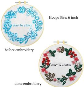 img 3 attached to 🧵 Nuberlic Embroidery Kit: Stamped Cross Stitch for Adults with Hoop, Pattern, Cloth, Needlepoint Thread, and Floss