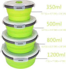 img 3 attached to 🥗 CCyanzi Green Round Collapsible Food Containers: Airtight Silicone Storage Bowls, Set of 4, Ideal for Kitchen, RV, Lunch Boxes - Microwave and Freezer Safe