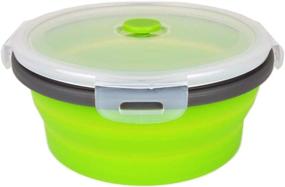 img 2 attached to 🥗 CCyanzi Green Round Collapsible Food Containers: Airtight Silicone Storage Bowls, Set of 4, Ideal for Kitchen, RV, Lunch Boxes - Microwave and Freezer Safe