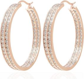 img 4 attached to 💎 18K Gold-Plated CZ Inside-Out Hoop Earrings