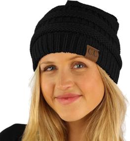 img 4 attached to CC Warm and Cozy Unisex 🧢 Chunky Beanie Hat Cap with Fleece Lining