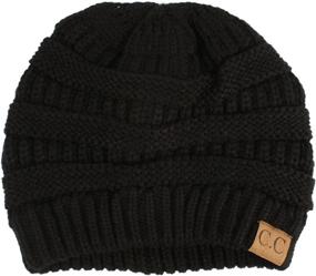 img 1 attached to CC Warm and Cozy Unisex 🧢 Chunky Beanie Hat Cap with Fleece Lining