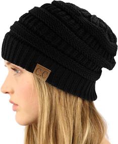 img 3 attached to CC Warm and Cozy Unisex 🧢 Chunky Beanie Hat Cap with Fleece Lining