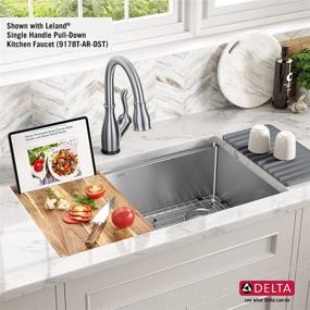 img 1 attached to 🚰 DELTA 95B932-32S-SS Lorelai Workstation Stainless Steel Undermount Kitchen Sink with Single Bowl, WorkFlow Ledge, and 6-Piece Chef's Kit Accessories