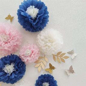img 3 attached to 💙 Stunning Navy Blue Pink Paper Flowers for DIY Bridal Shower Décor and Nautical Wedding Centerpieces – Set of 27