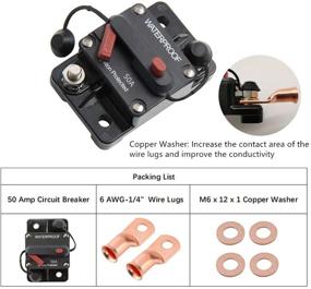 img 4 attached to STETION 50 Amp Circuit Breaker with Manual Reset for Trolling Motors, Car Marine, Boat, ATV. Provides Power Protection for Audio Systems. Fuse 12V-48VDC, Waterproof (50Amp)