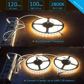 img 1 attached to Enersystec Dimmable 120V LED Strip Light – Waterproof IP65, No LED Driver Required, Warm White 2800K LED Rope Light, 16.4ft Tape Light with 300 LEDs for Indoor or Outdoor Use