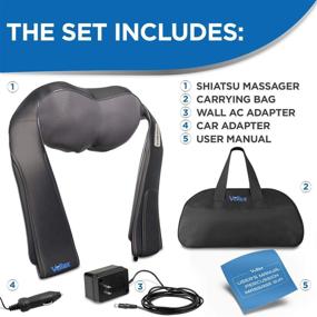 img 3 attached to 🌟 Vellax Massagers: Corded Electric Neck and Back Massagers with Heat for Effective Pain Relief - Shiatsu 3D Kneading Deep Tissue Massage - 3 Speeds, Bi-Directional - Black