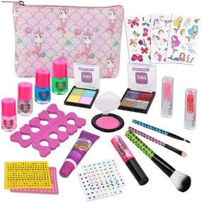 img 4 attached to 🦄 Unleash Your Little Princess's Creativity: Kids Makeup Kit for Girls Featuring Real Cosmetics, Cute Unicorn Cosmetic Bag, Nail Polish, Eyeshadow, Lip Gloss, Blush, Perfect Washable Play Makeup Xmas Birthday Gift