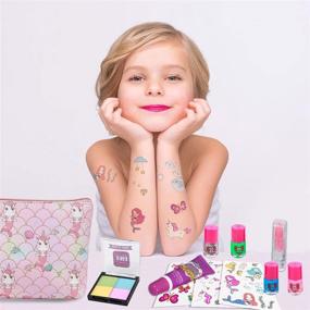 img 1 attached to 🦄 Unleash Your Little Princess's Creativity: Kids Makeup Kit for Girls Featuring Real Cosmetics, Cute Unicorn Cosmetic Bag, Nail Polish, Eyeshadow, Lip Gloss, Blush, Perfect Washable Play Makeup Xmas Birthday Gift