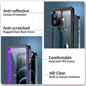 img 1 attached to 💧 Waterproof iPhone 12 Pro Max Case by SPIDERCASE, Full Body Rugged Cover with Built-in Screen Protector, Shockproof Design, Purple/Clear, 6.7” 2020 Released