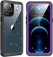 💧 waterproof iphone 12 pro max case by spidercase, full body rugged cover with built-in screen protector, shockproof design, purple/clear, 6.7” 2020 released logo