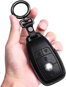 img 4 attached to 🔑 Mercedes Benz Genuine Leather Key Fob Cover with Keychain - Tukellen Leather Protector Key Case for 2017-2021 E-Class, 2018-2021 S-Class, 2019-2021 A-Class, C-Class, G-Class (Black)
