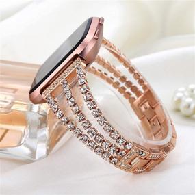 img 1 attached to 💎 Gsmartive Diamond Rhinestone Bracelet Strap for Women - Versa/Versa 2/Versa Lite Bands, Quick Release Jewelry Bangle in Rose Gold