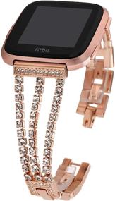 img 2 attached to 💎 Gsmartive Diamond Rhinestone Bracelet Strap for Women - Versa/Versa 2/Versa Lite Bands, Quick Release Jewelry Bangle in Rose Gold