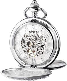 img 4 attached to 🕰️ TREEWETO Skeleton Mechanical Pocket Watches for Men with Numerals