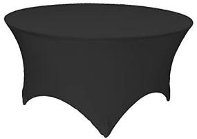 img 2 attached to 🎉 2 Pack GFCC 60-inch Round Black Spandex Tablecloth - Fitted Stretch Table Cover for Wedding, Party, and Event Table Cloth