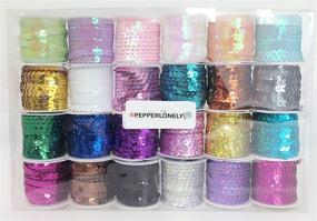 img 1 attached to 🎀 PEPPERLONELY Brand: Vibrant 24 Rolls Mixed 24 Colors Flat Sequin Trim, 6mm (1/4 Inch) - Create Stunning Accents with Dazzling Variety!