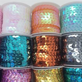 img 2 attached to 🎀 PEPPERLONELY Brand: Vibrant 24 Rolls Mixed 24 Colors Flat Sequin Trim, 6mm (1/4 Inch) - Create Stunning Accents with Dazzling Variety!