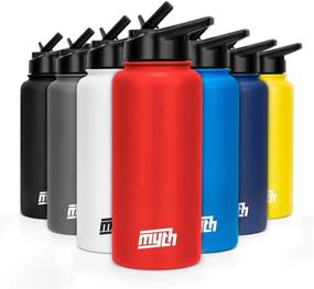 img 4 attached to 🔴 MYTH 32oz Stainless Steel Water Bottle with Straw Lid - Double Wall Insulated, Sweatproof Design, Powder Coated Grip in Red