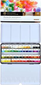 img 3 attached to 🎨 Mungyo Professional Half Pan Watercolors Set with Tin Case and Integral Mixing Palette in Lid (48 Colors)