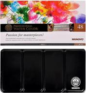 🎨 mungyo professional half pan watercolors set with tin case and integral mixing palette in lid (48 colors) logo