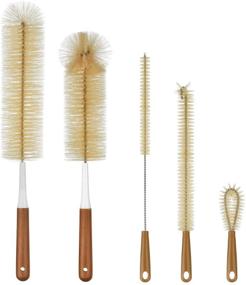 img 4 attached to 🧴 ALINK 5-Pack Bottle Brush Cleaner: Long Bamboo Handle Brush for Washing Narrow Neck Bottles, Thermos, and More