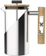 ☕ stramperpress: silver stainless steel french press with hourglass timer - perfect coffee press maker logo