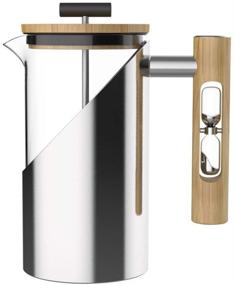 img 3 attached to ☕ StramperPress: Silver Stainless Steel French Press with HourGlass Timer - Perfect Coffee Press Maker