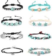 🐢 finrezio 8pcs anklets: adjustable boho turtle starfish beach ankle bracelets ft. handmade jewelry set for women & girls logo