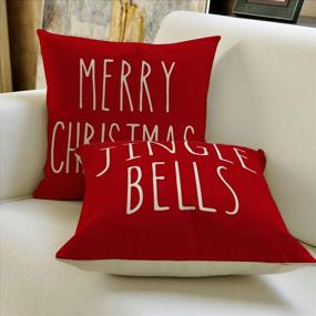 img 1 attached to 🎅 AVOIN Christmas Throw Pillow Cover | 18 x 18 Inch Merry Christmas Jingle Bells Hello Winter FA La La | Holiday Cushion Case Decoration for Sofa Couch Set of 4