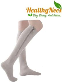 img 3 attached to 🧦 HealthyNees Combo Closed Toe Zipper Compression Socks - Leg Fatigue Support Grey (L/XL)