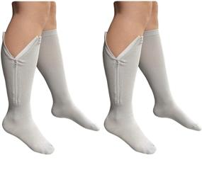 img 4 attached to 🧦 HealthyNees Combo Closed Toe Zipper Compression Socks - Leg Fatigue Support Grey (L/XL)