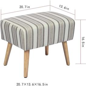 img 2 attached to 🪑 Joveco Ottoman Foot Rest Stool: Stylish Grey Stripe Fabric Footstool for Ultimate Comfort