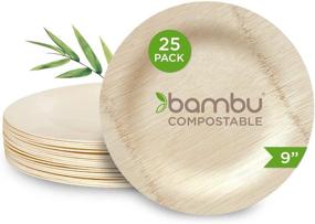 img 4 attached to 🍽️ Bambu 9-Inch Disposable Bamboo Plates: Ideal for Parties, Weddings, Events, and Picnics - Pack of 25