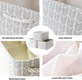 img 2 attached to 📦 Organize in Style with Locipe Fabric Basket Set - 3 Decorative Shelves Baskets for Storage in Grey Wheat - Closet, Clothes, Toys, Books