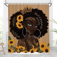 afro african-american sunflower shower curtain, black lady home bathroom decor set, 60x72, ethnic bath and bathtub design logo