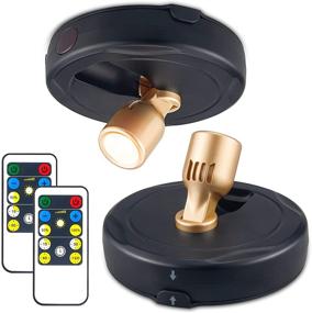 img 4 attached to YAMMIY Battery Operated Spotlight: RF Remote Control Accent Light - Wireless Puck Light for Picture, Art, Display Indoor/Outdoor Using Track Lighting (2 Pack-Gold)