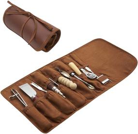 img 4 attached to Professional Leather Tool Kit - 11 Piece Set of Leather Working Tools and Supplies, 🛠️ Leather Kits, Leather Burnishing Tool and Leather Awl Tool in Roll Case for Beginners and Professionals