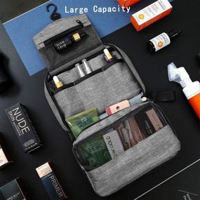 img 3 attached to Waterproof Hanging Travel Shaving Dopp Kit - Men's Toiletry Bag Organizer, Perfect Gift for Travelers (Gray)