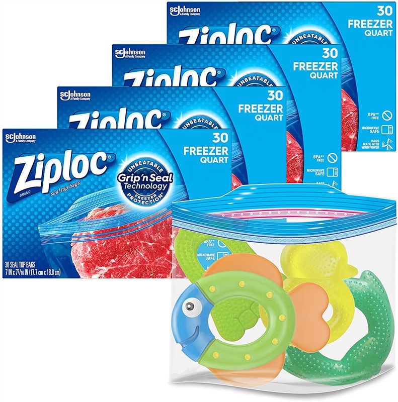 ziploc freezer bags quart total 标志