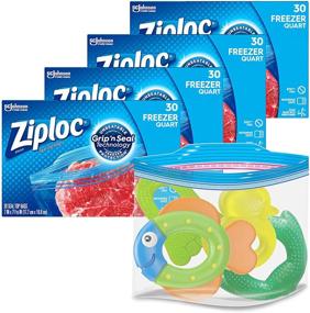img 4 attached to 🔒 Ziploc Quart Freezer Bags with Grip 'n Seal Technology, Easier Open and Close, 30 Count, Pack of 4 (120 Total Bags)