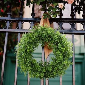 img 1 attached to 🌿 16-17 inch GTIDEA Eucalyptus Wreath - Artificial Greenery Spring Wreath for Front Door, Home Wall, Wedding, Christmas Decor